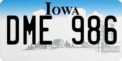 IA license plate DME986