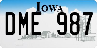 IA license plate DME987