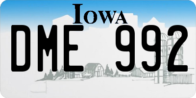 IA license plate DME992