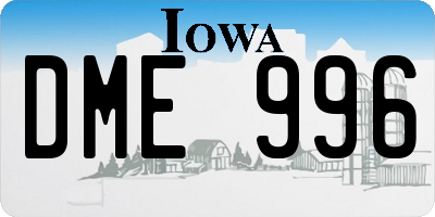 IA license plate DME996