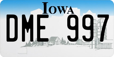 IA license plate DME997