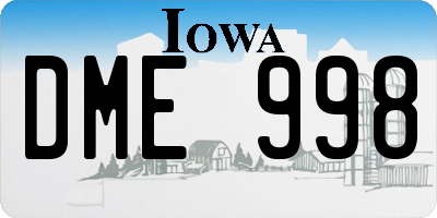 IA license plate DME998