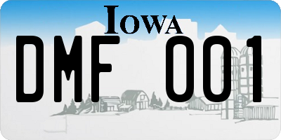IA license plate DMF001