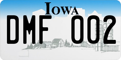 IA license plate DMF002