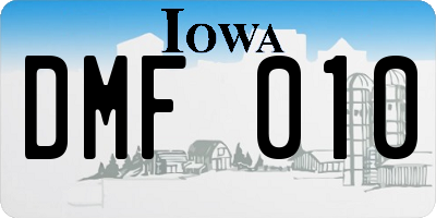 IA license plate DMF010