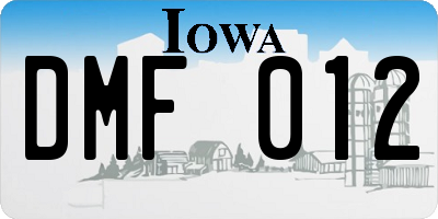 IA license plate DMF012