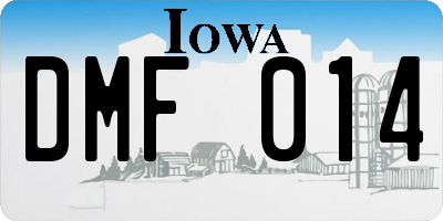 IA license plate DMF014
