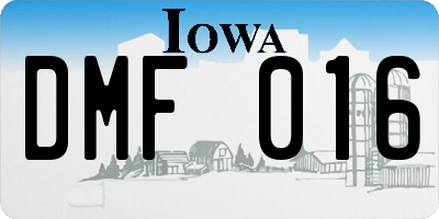 IA license plate DMF016
