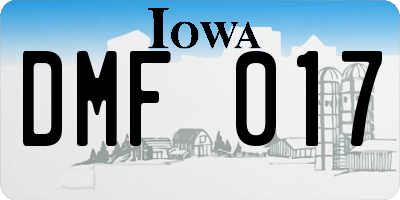IA license plate DMF017