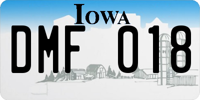 IA license plate DMF018