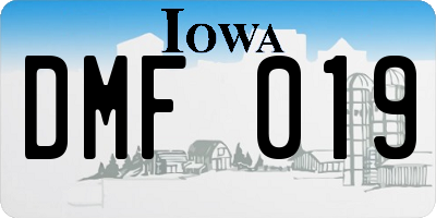 IA license plate DMF019
