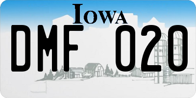 IA license plate DMF020