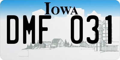 IA license plate DMF031
