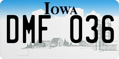 IA license plate DMF036