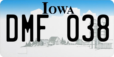 IA license plate DMF038
