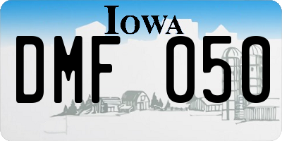 IA license plate DMF050