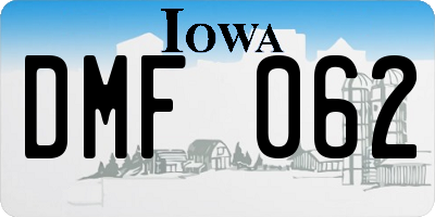 IA license plate DMF062