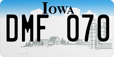IA license plate DMF070