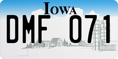 IA license plate DMF071