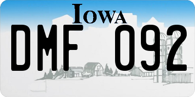 IA license plate DMF092