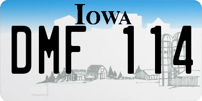 IA license plate DMF114