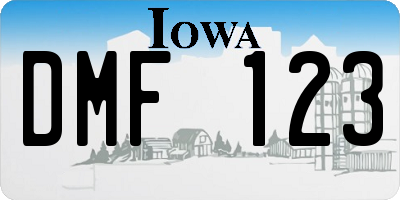IA license plate DMF123