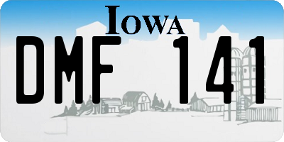 IA license plate DMF141