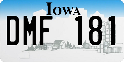 IA license plate DMF181