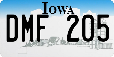 IA license plate DMF205