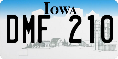 IA license plate DMF210