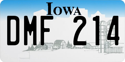 IA license plate DMF214