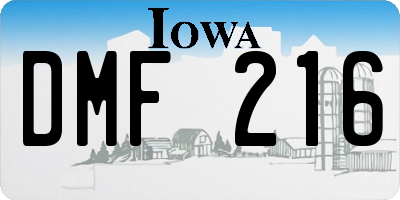 IA license plate DMF216