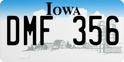 IA license plate DMF356