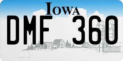 IA license plate DMF360