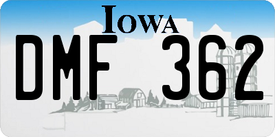 IA license plate DMF362