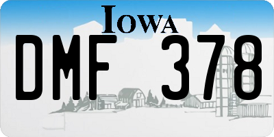 IA license plate DMF378