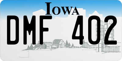 IA license plate DMF402