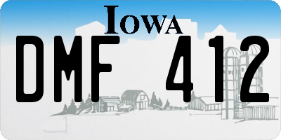 IA license plate DMF412