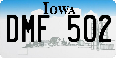 IA license plate DMF502