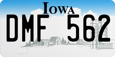IA license plate DMF562