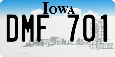 IA license plate DMF701