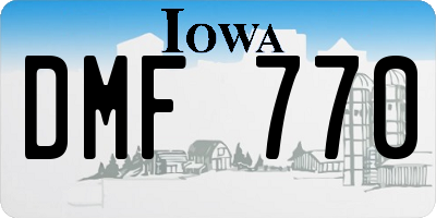 IA license plate DMF770