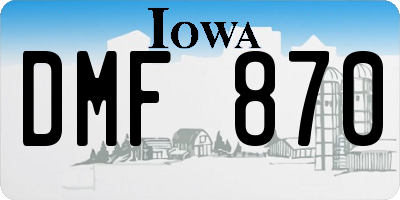 IA license plate DMF870