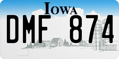 IA license plate DMF874