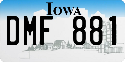 IA license plate DMF881