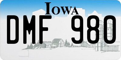 IA license plate DMF980