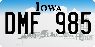 IA license plate DMF985