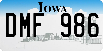 IA license plate DMF986