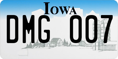 IA license plate DMG007