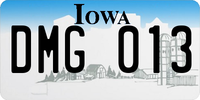 IA license plate DMG013
